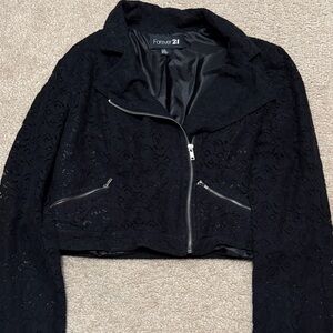 Forever 21 Black Lace Blazer cropped jacket